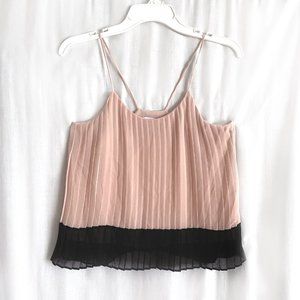 Women's top. Pleated blush-pink / black chiffon. Size XS